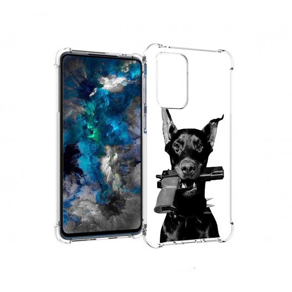 

Чехол MyPads Tocco для Samsung Galaxy A33 5G доберман с пистолетом, Прозрачный, Tocco