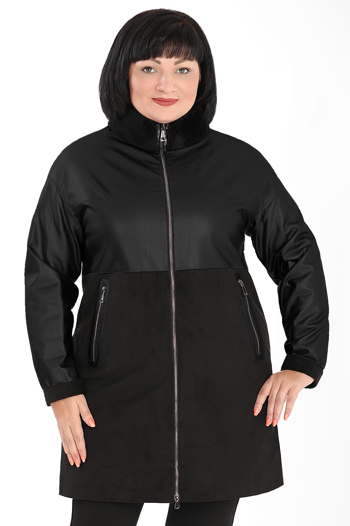 

Кожаная куртка женская AlmondShop 026 2025.1.С2 черная 48 RU, Черный, 026 2025.1.С2