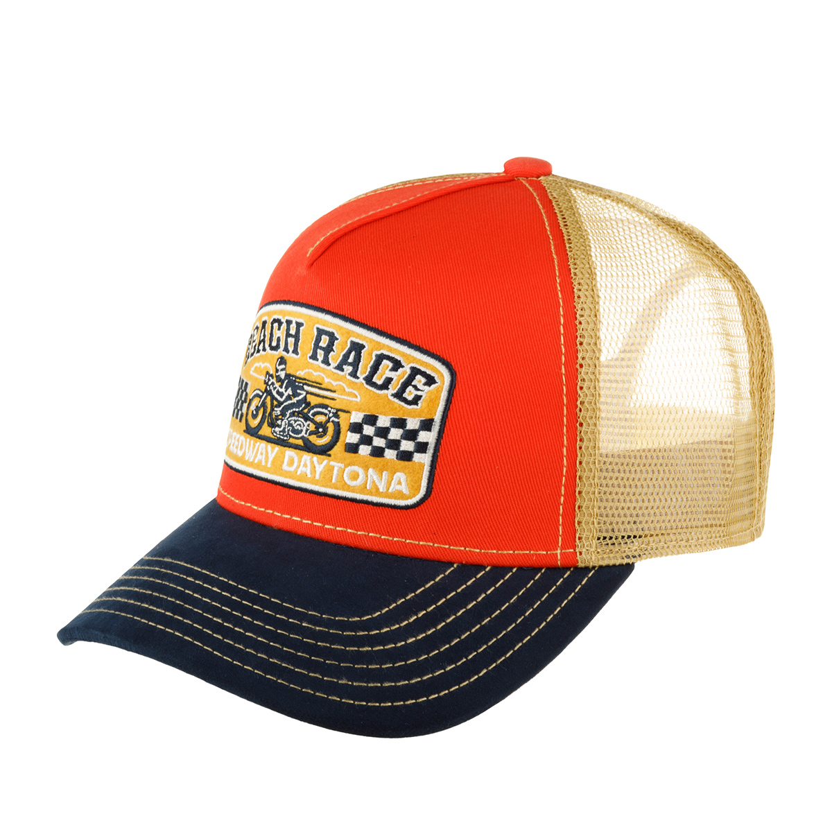 Бейсболка унисекс FWS 7761169 TRUCKER CAP BEACH RACE оранжевая/темно-синяя, one size