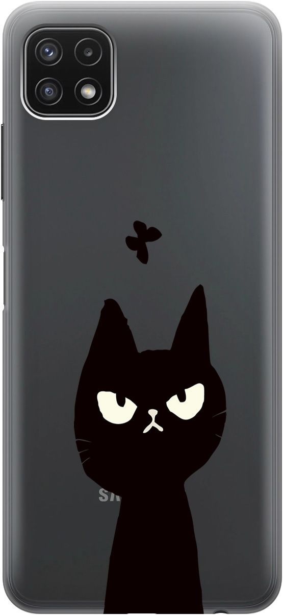 

Чехол на Samsung Galaxy A22s 5G "Disgruntled Cat" прозрачный, Прозрачный;черный, 5638