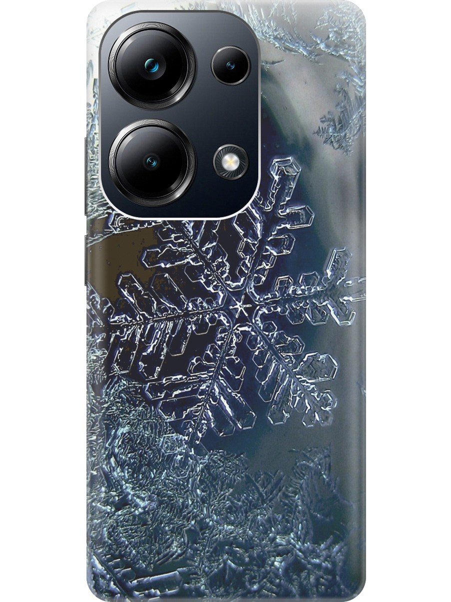 

Чехол на Xiaomi Redmi Note 13 Pro 4G / Poco M6 Pro 4G "Макро снежинка", Синий;черный, 20012096