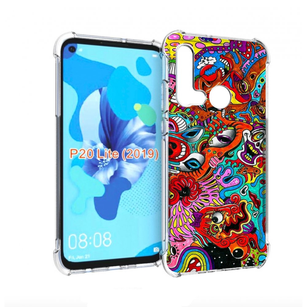 

Чехол бампер MyPads разные абстракции яркие для Huawei P20 Lite, Прозрачный, Tocco
