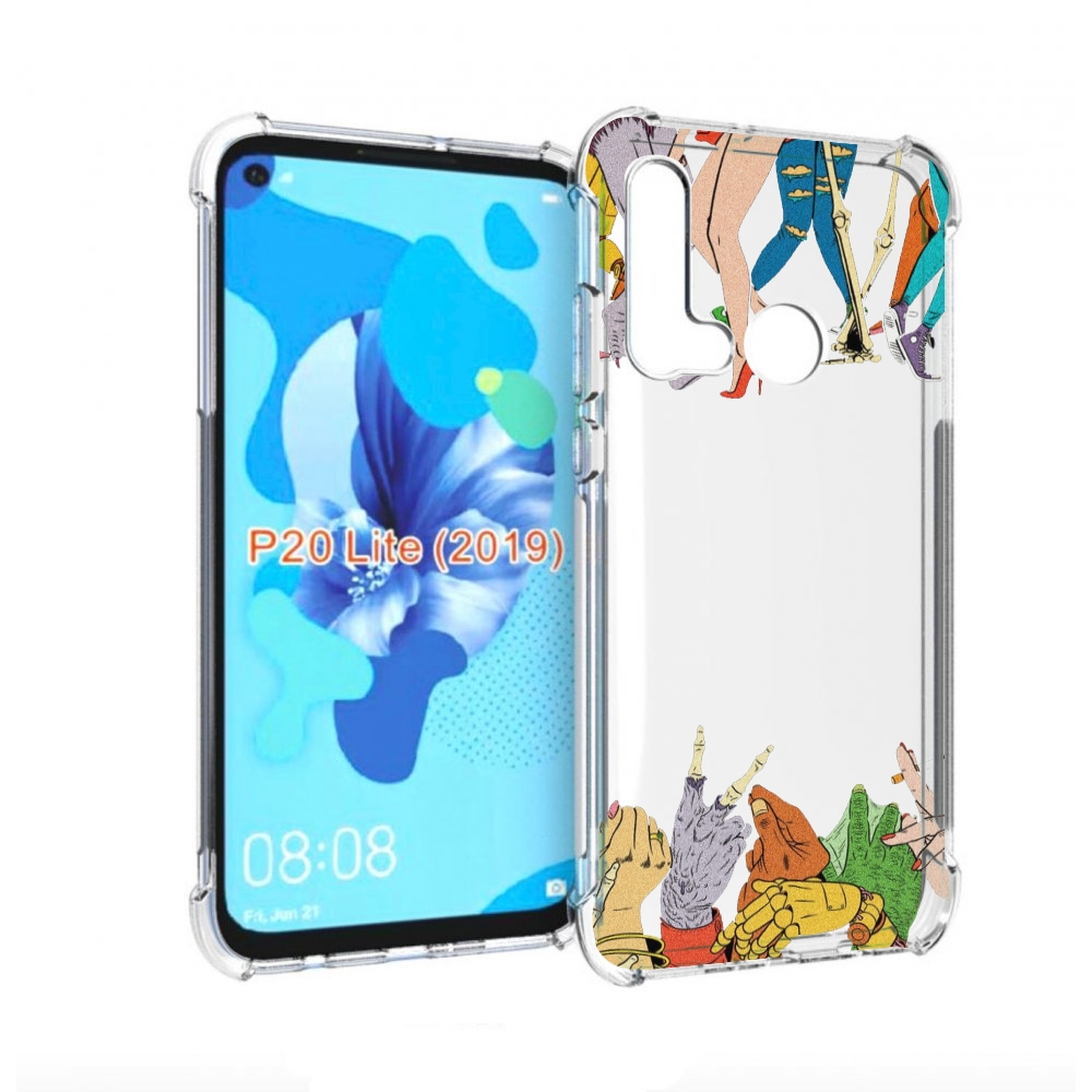 

Чехол бампер MyPads разные персонажи пальчики для Huawei P20 Lit, Прозрачный, Tocco