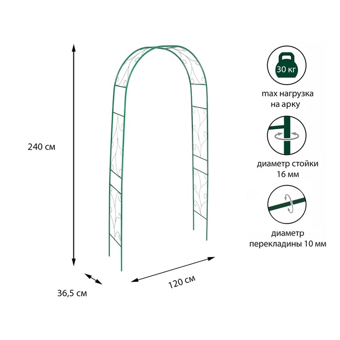 Садовая арка Greengo Веточка разборная металл зеленая 240 х 120 см 1 шт. 100049810951 зеленый