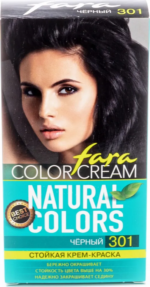 

Крем-краска для волос Fara Natural Colors стойкая, тон 301 черный, 115 мл