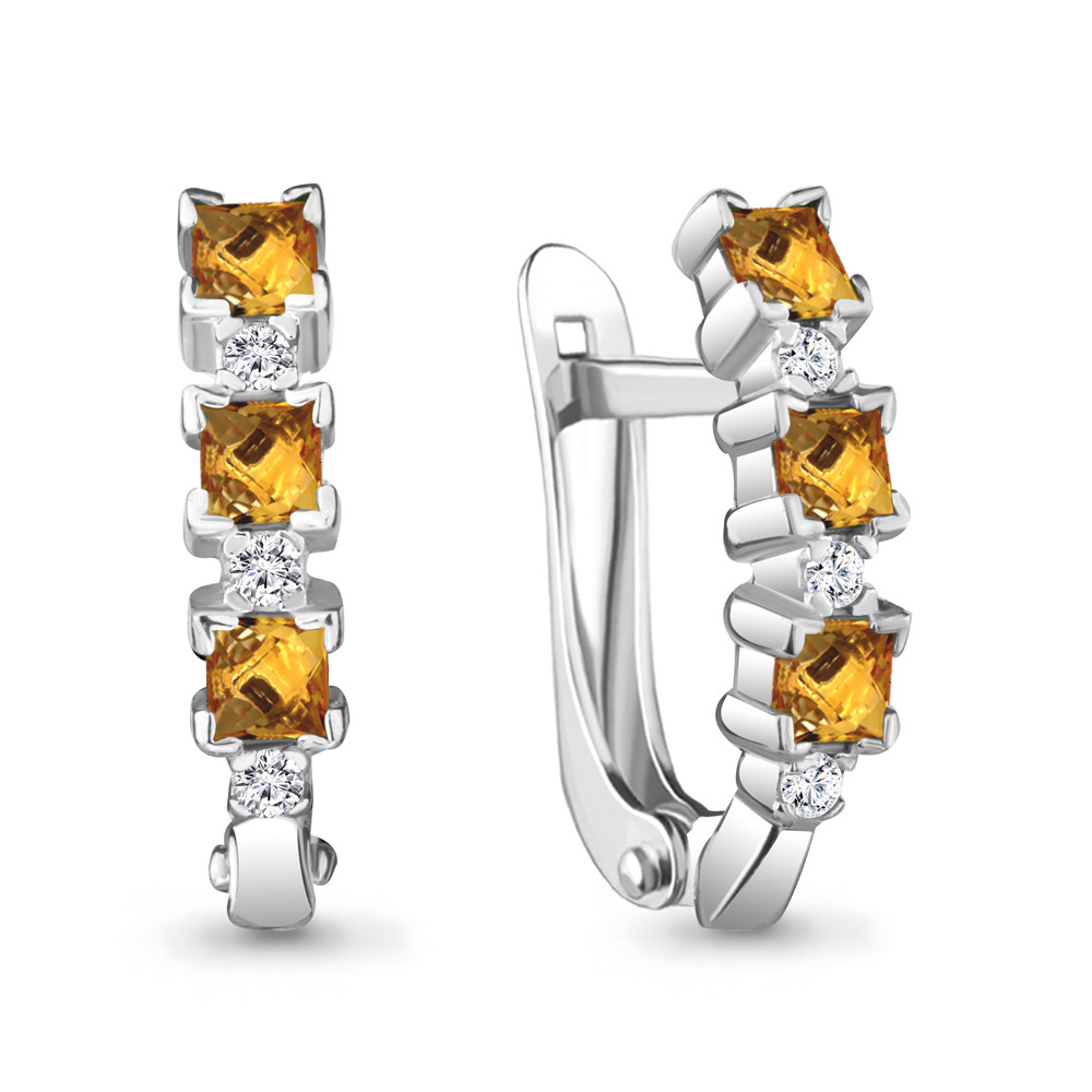 

Серьги из серебра с фианитом Aquamarine 4737506А_925_р, 4737506А_925_р