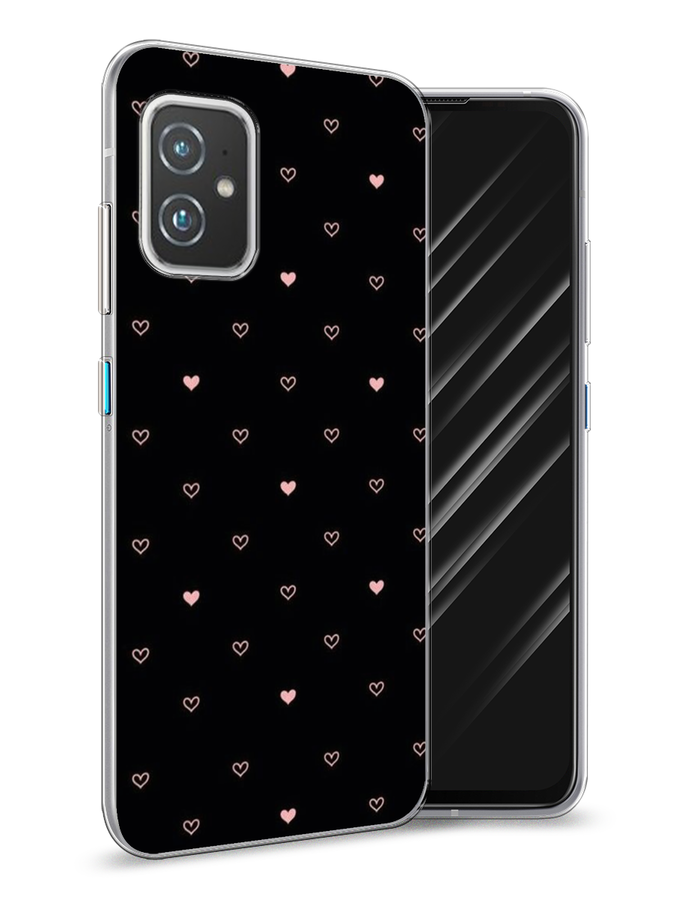 

Чехол Awog на Asus ZenFone 8 "Черный фон и сердечки", Розовый;серый;черный, 44450-3