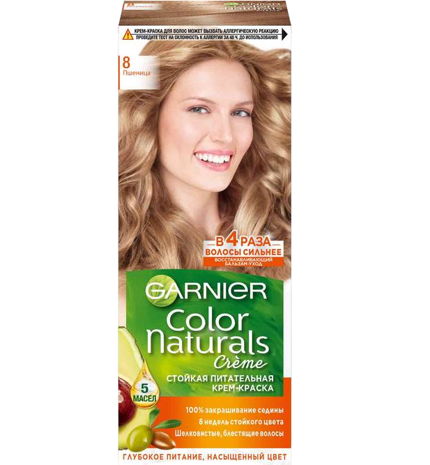 Крем-краска для волос Garnier Color Naturals стойкая, тон 8 Пшеница, 110 мл