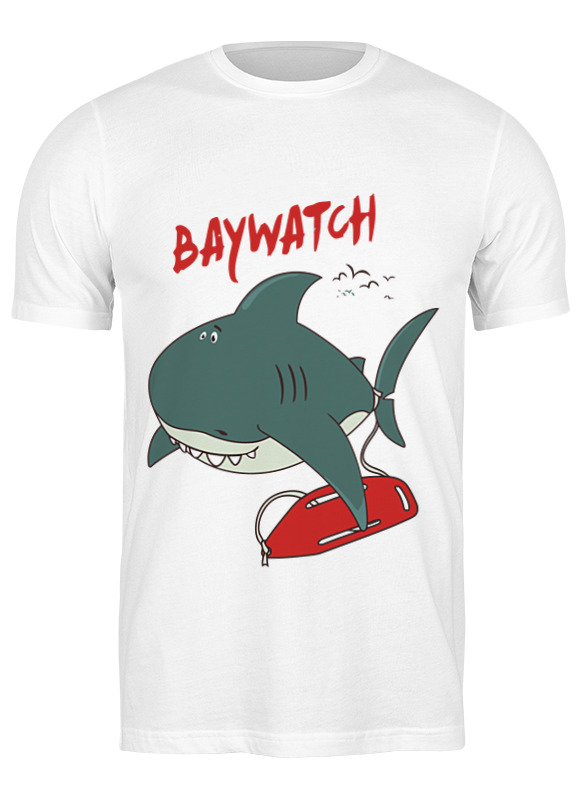 

Футболка мужская Printio Акула (baywatch) белая XL, Белый, Акула (baywatch)