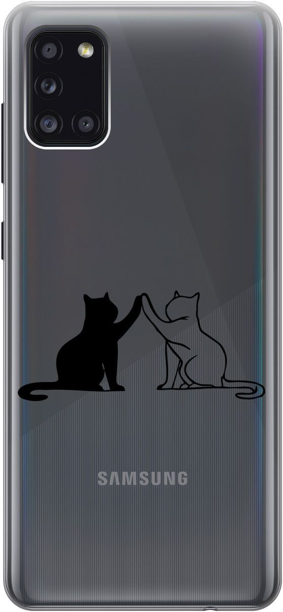 

Силиконовый чехол на Samsung Galaxy A31 "Cats" прозрачный, Прозрачный;черный, 5369
