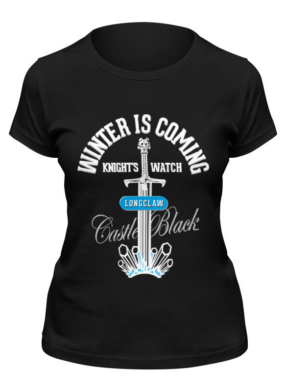 

Футболка женская Printio Winter is coming (game of thrones) черная XL, Winter is coming (game of thrones)