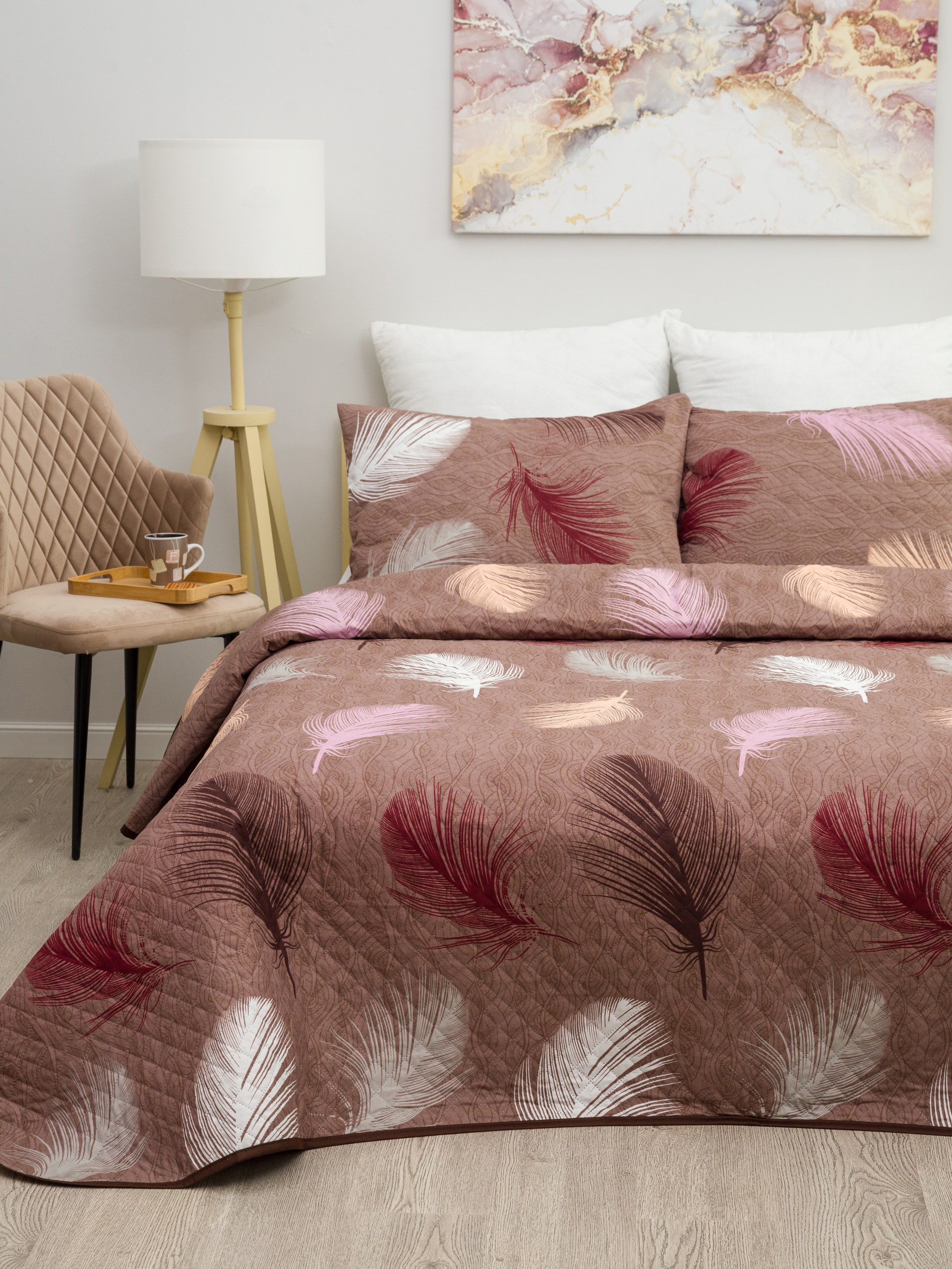 

Покрывало ультрастеп на кровать Полисатин, Вселенная Текстиля, № 4236 240х210 см, Евро