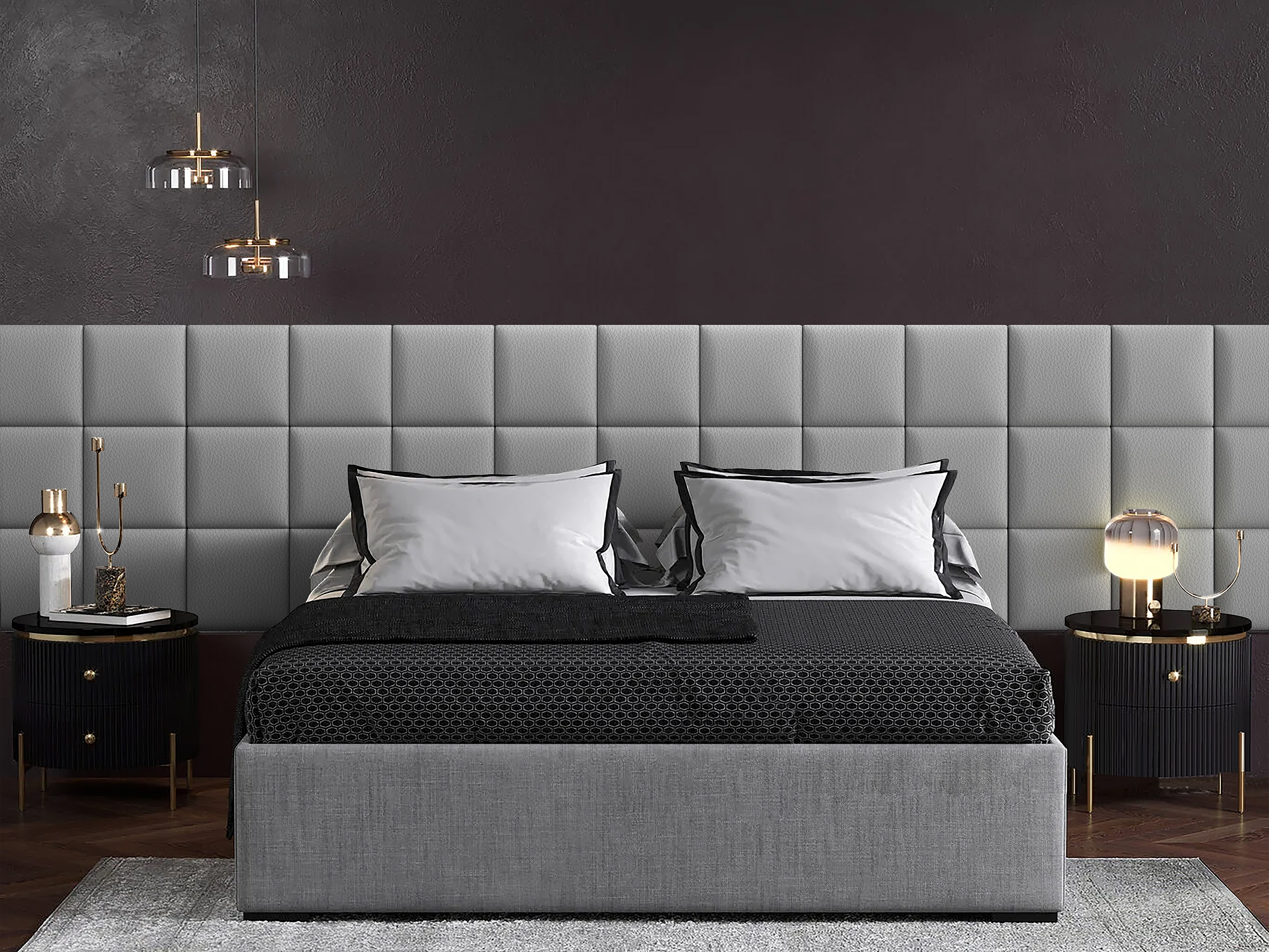 фото Панель кровати eco leather grey 30х30 см 1 шт. tartilla
