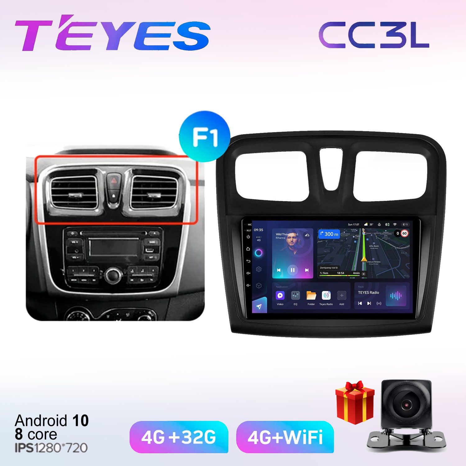 

Автомобильная магнитола Teyes cc3L702631 штатная в штатное место, CC3L