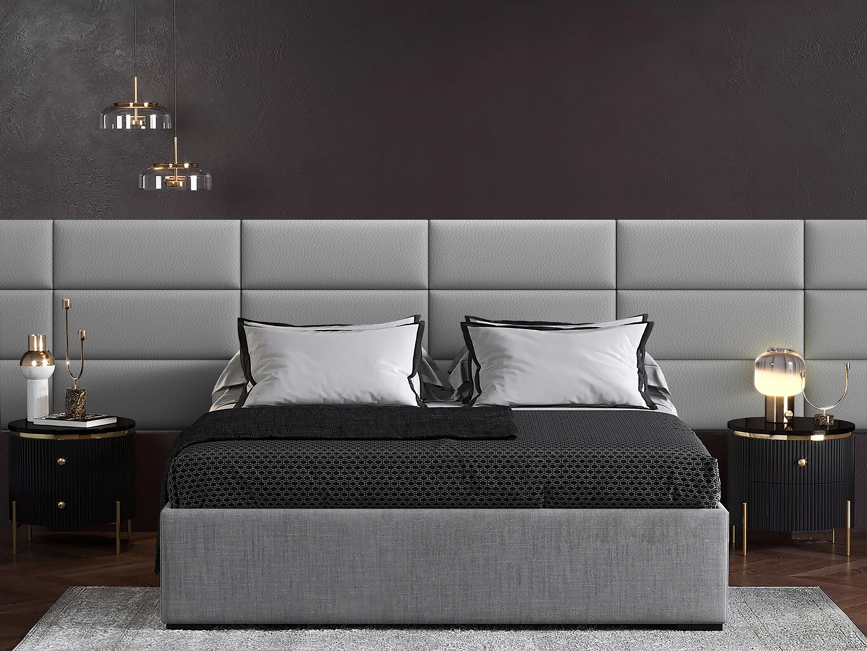 

Панель кровати Eco Leather Grey 30х80 см 4 шт., Серый