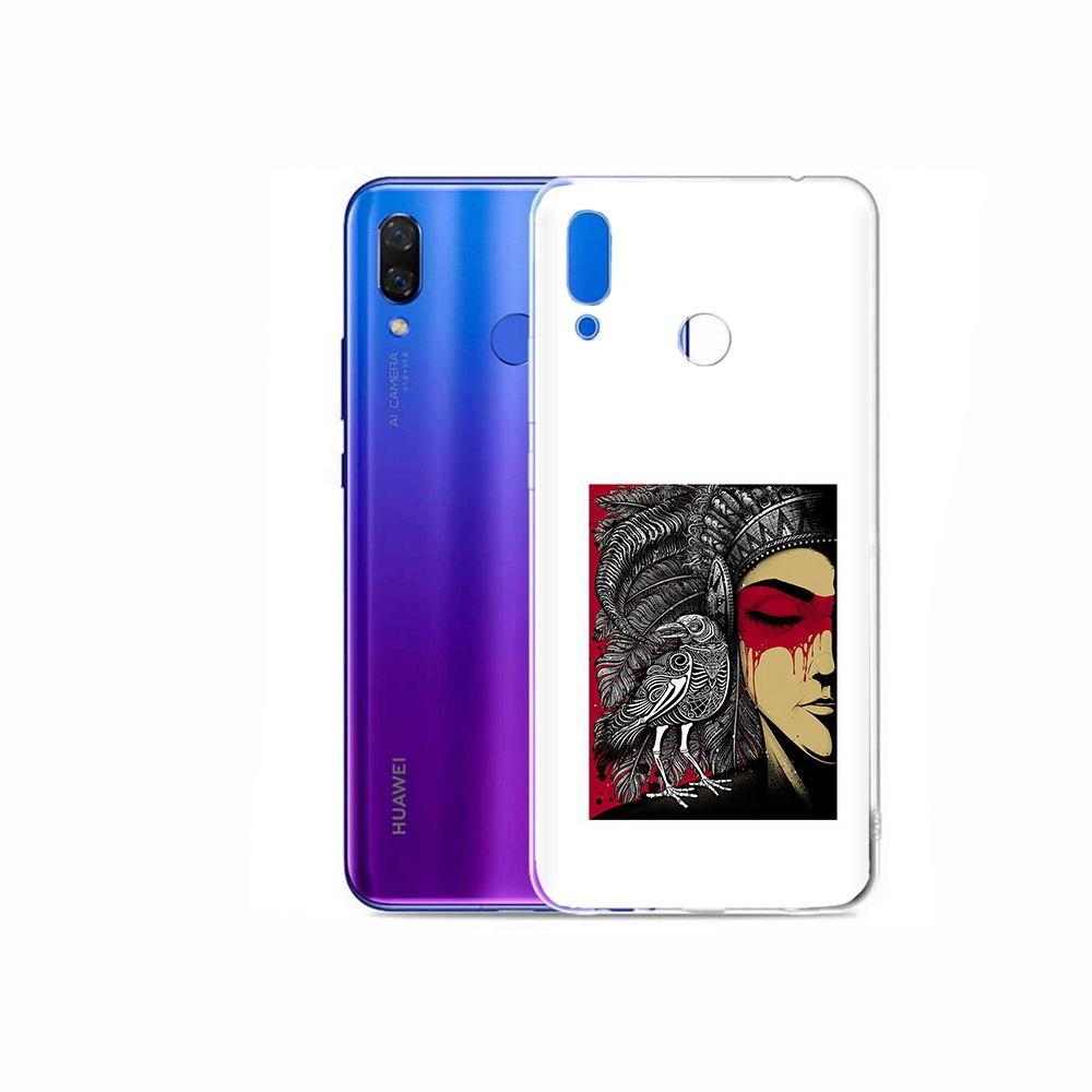 

Чехол MyPads Tocco для Honor Play девушка с вороном в абстракции, Прозрачный, Tocco