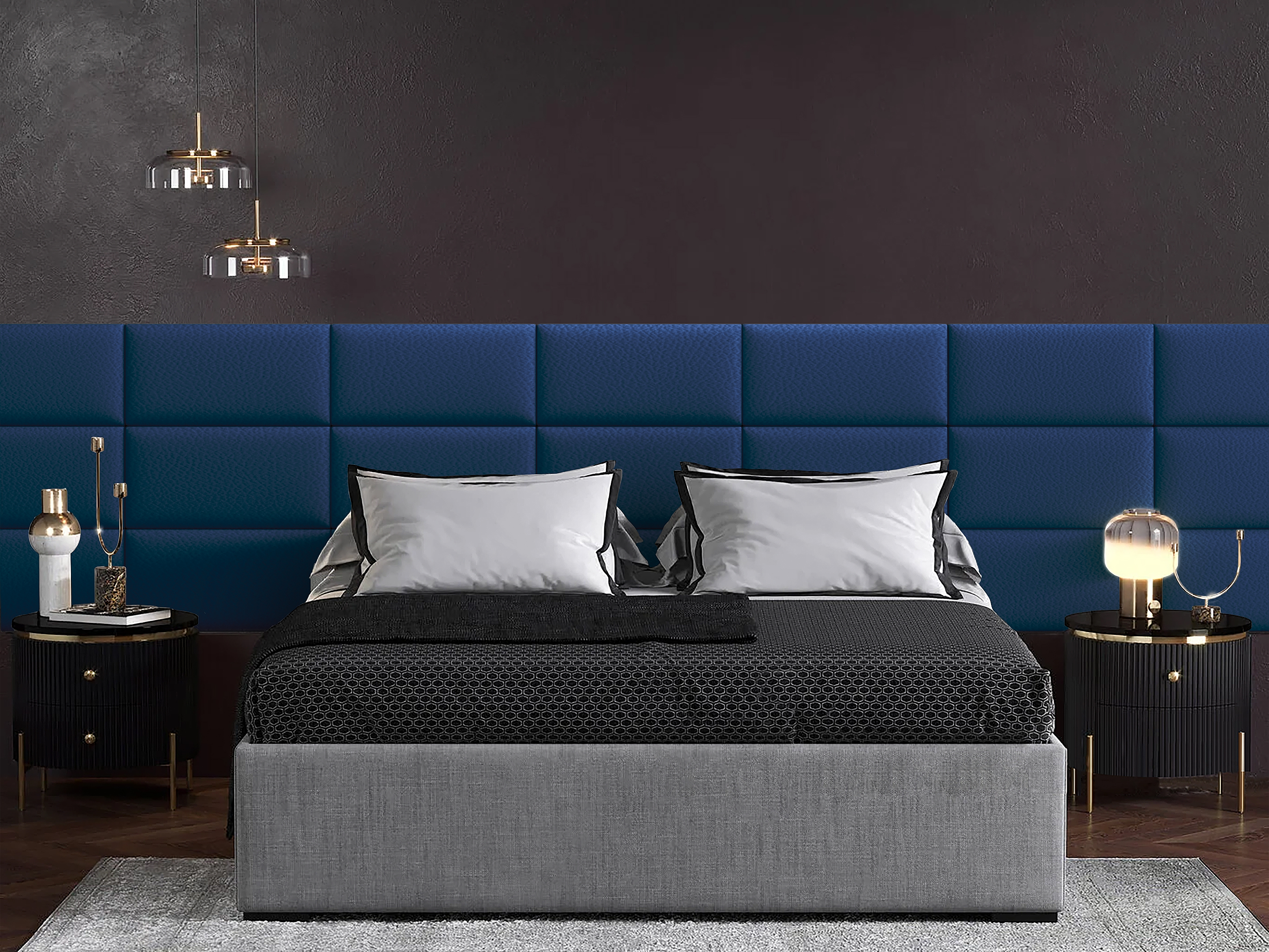 фото Панель кровати eco leather blue 30х60 см 1 шт. tartilla