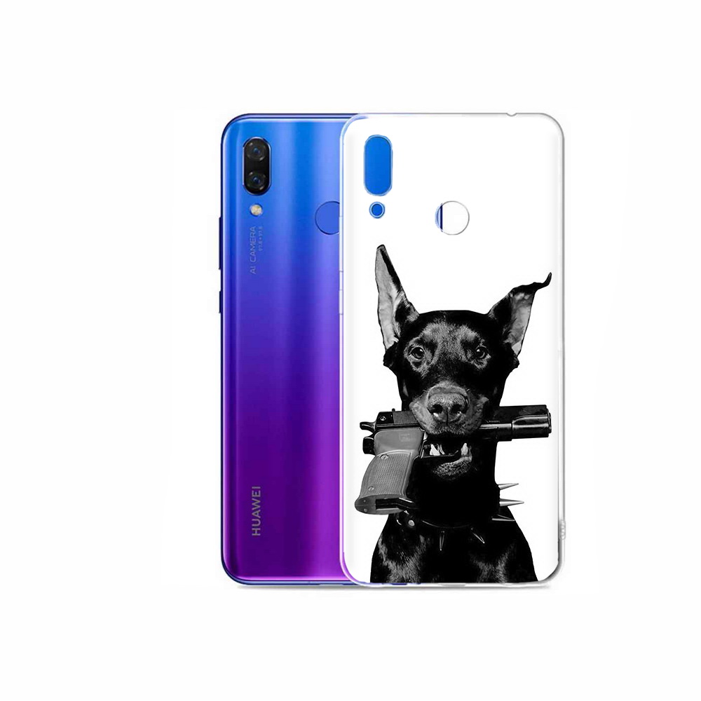 

Чехол MyPads Tocco для Honor Play доберман с пистолетом, Прозрачный, Tocco