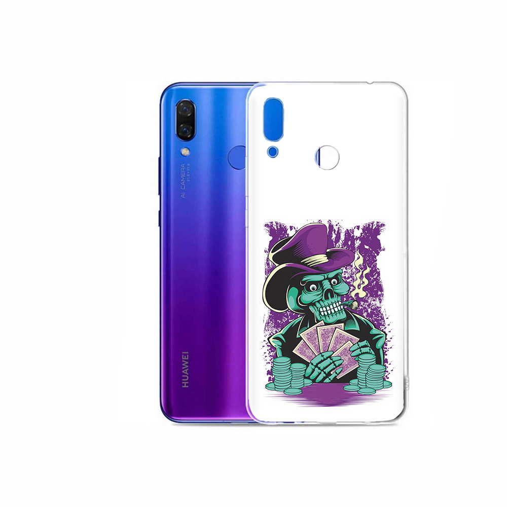

Чехол MyPads Tocco для Honor Play зеленый череп с картами, Прозрачный, Tocco