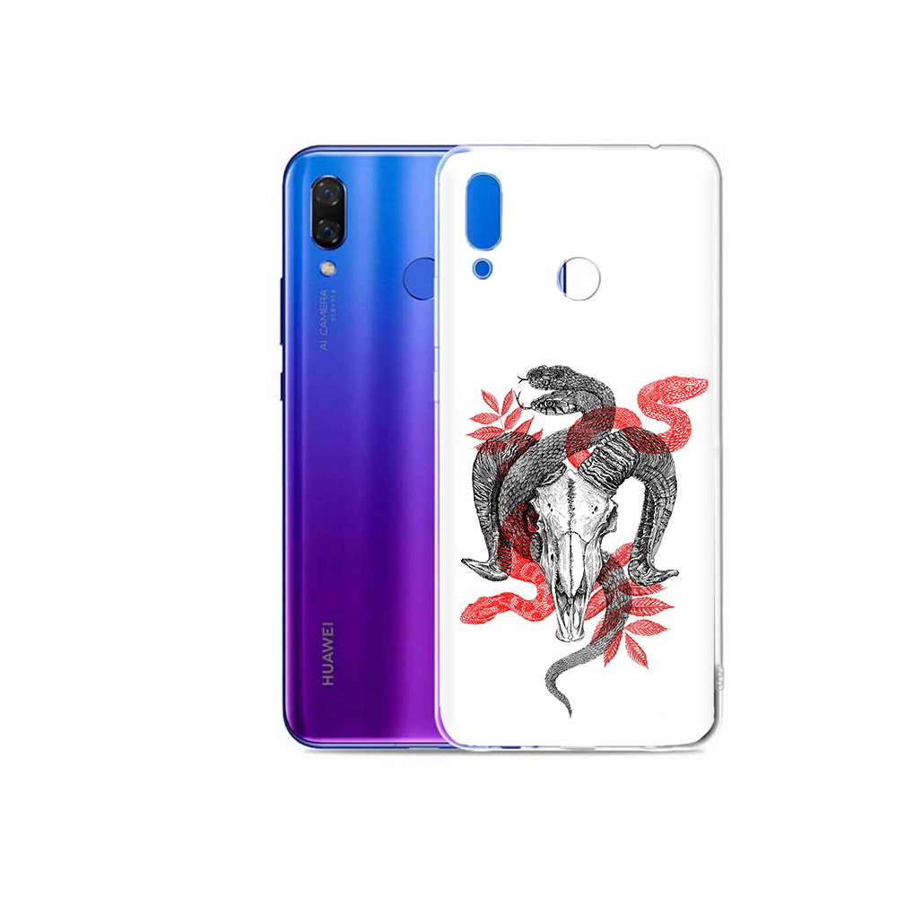 

Чехол MyPads Tocco для Honor Play змея в черепе рисунок, Прозрачный, Tocco