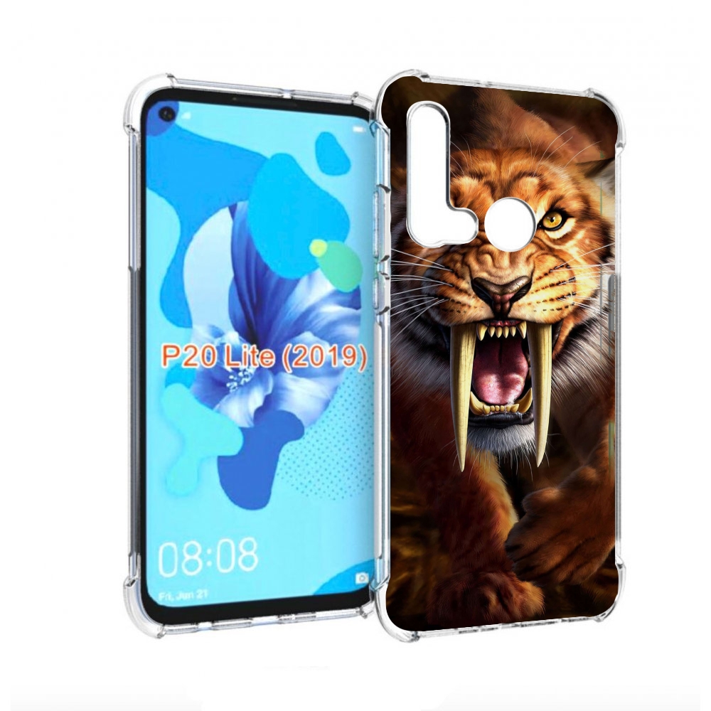 

Чехол бампер MyPads саблезубый злой тигр для Huawei P20 Lite (20, Прозрачный, Tocco