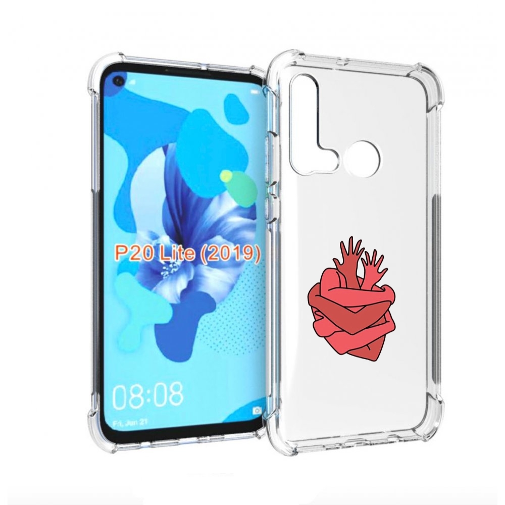 

Чехол бампер MyPads сердце из ручек для Huawei P20 Lite (2019), Прозрачный, Tocco