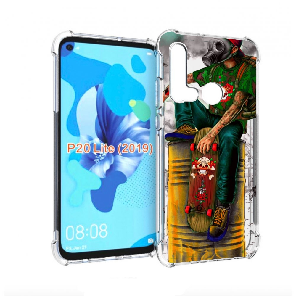 

Чехол бампер MyPads скейтер в противогазе для Huawei P20 Lite (2, Прозрачный, Tocco