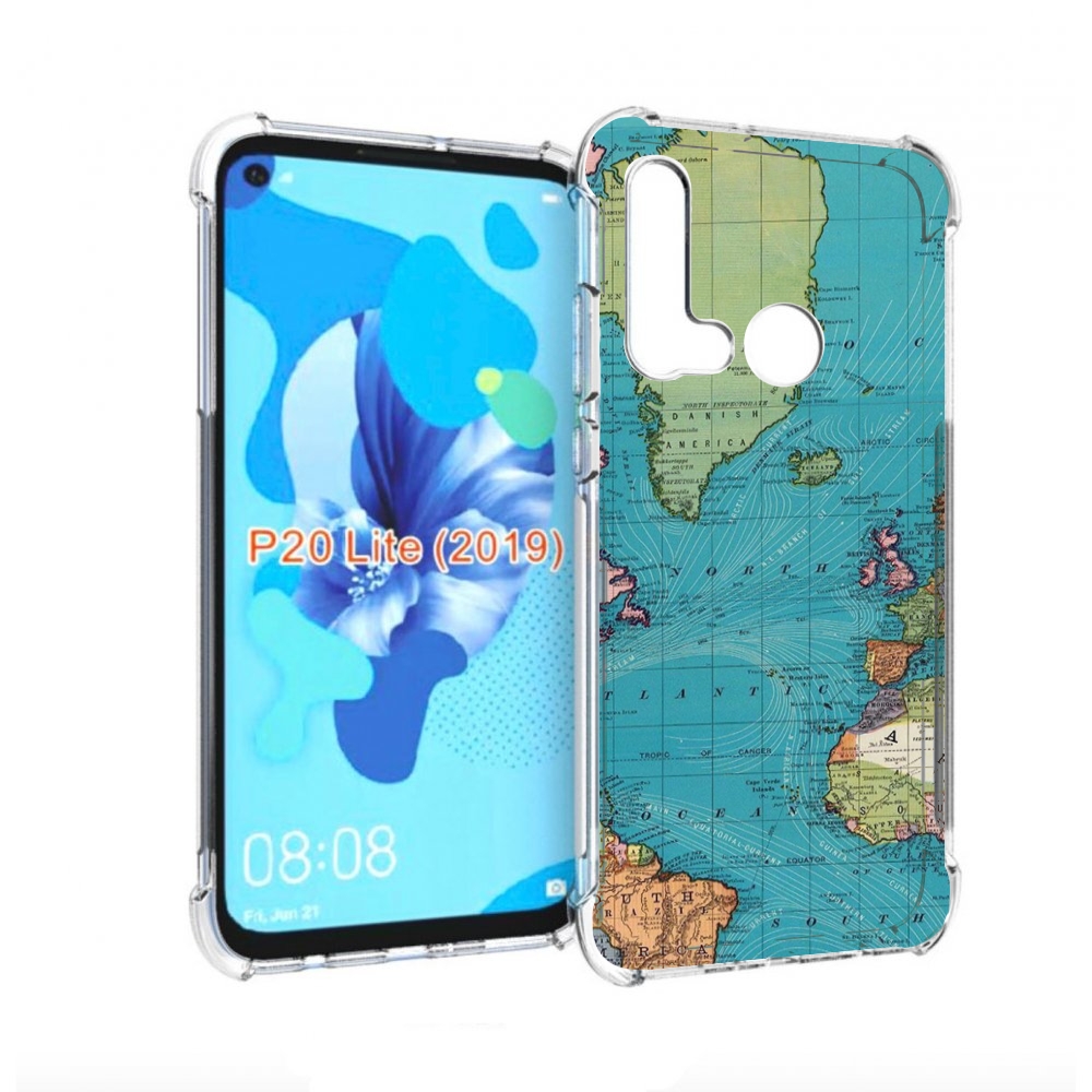 Чехол бампер MyPads старая карта земли для Huawei P20 Lite (2019