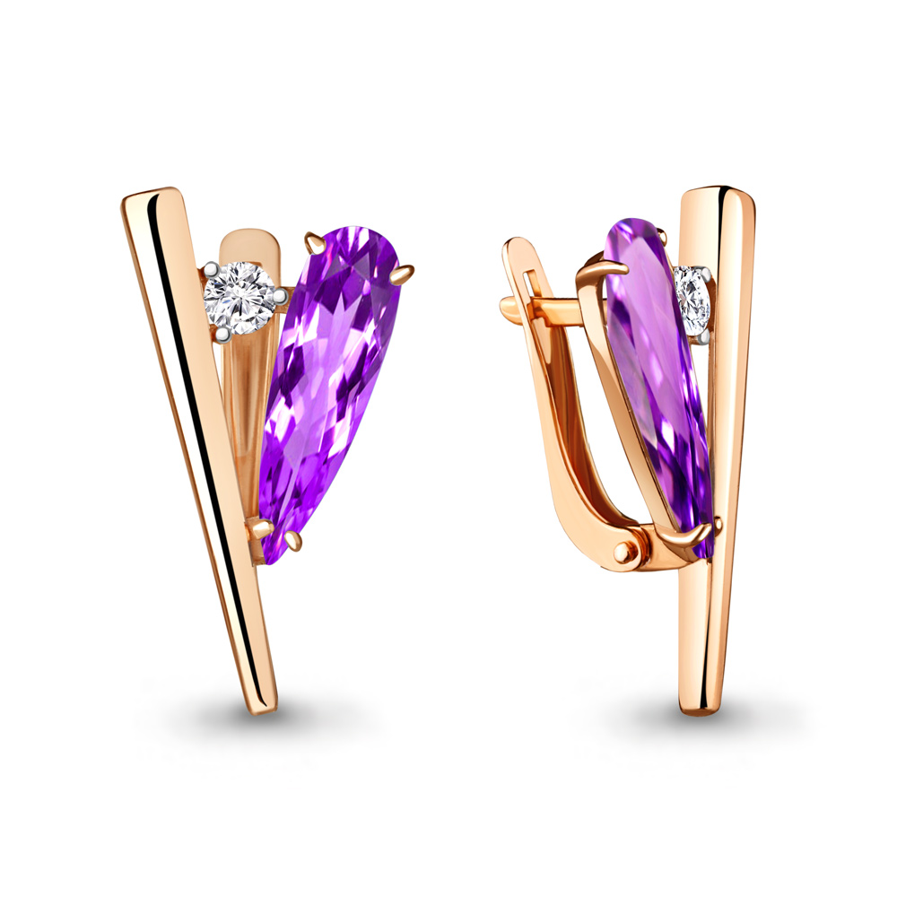 

Серьги из серебра с аметистом Aquamarine 4739684А_925_з, 4739684А_925_з