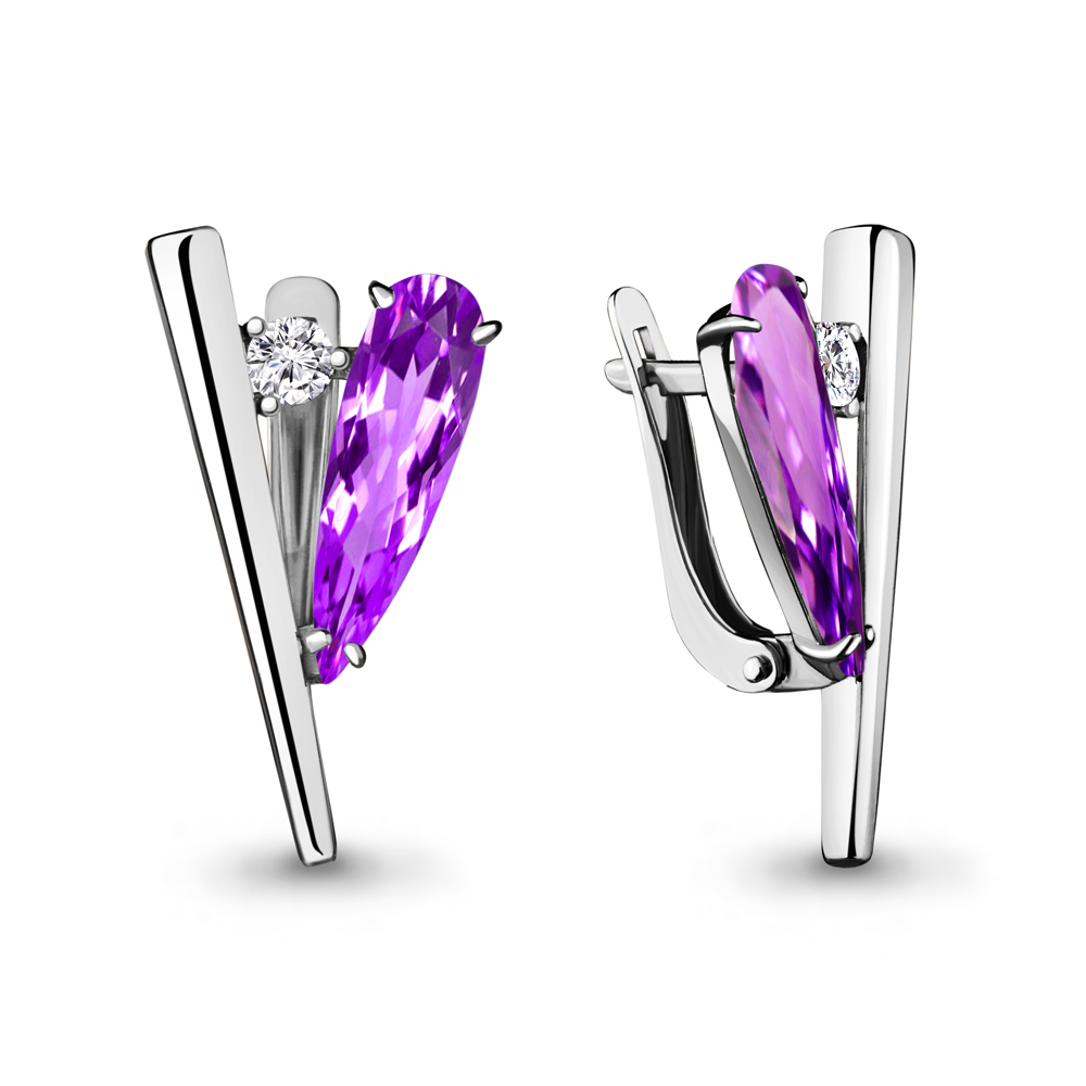 

Серьги из серебра с аметистом Aquamarine 4739684А_925_р, 4739684А_925_р