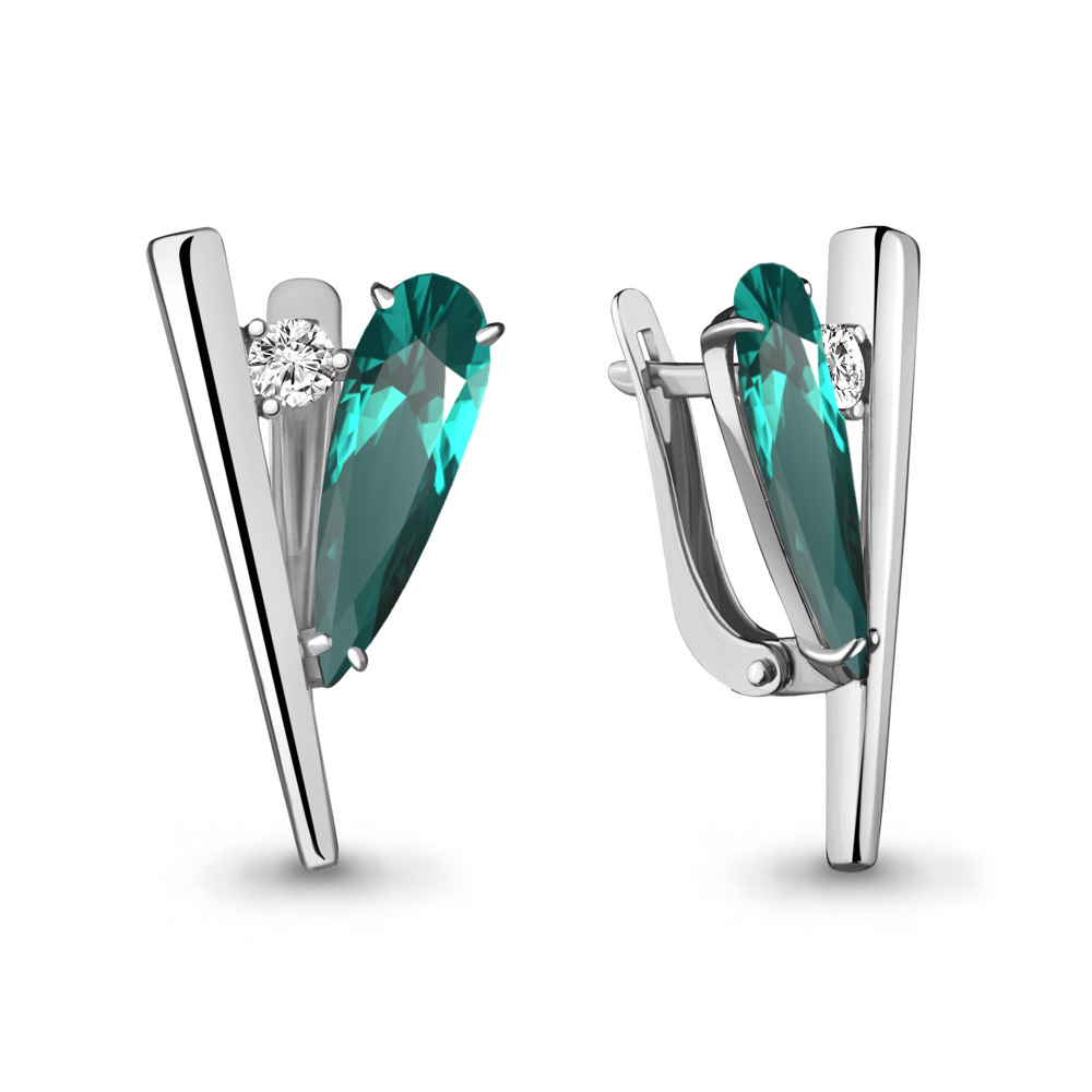 

Серьги из серебра с фианитом Aquamarine 4739688А_925_р, 4739688А_925_р