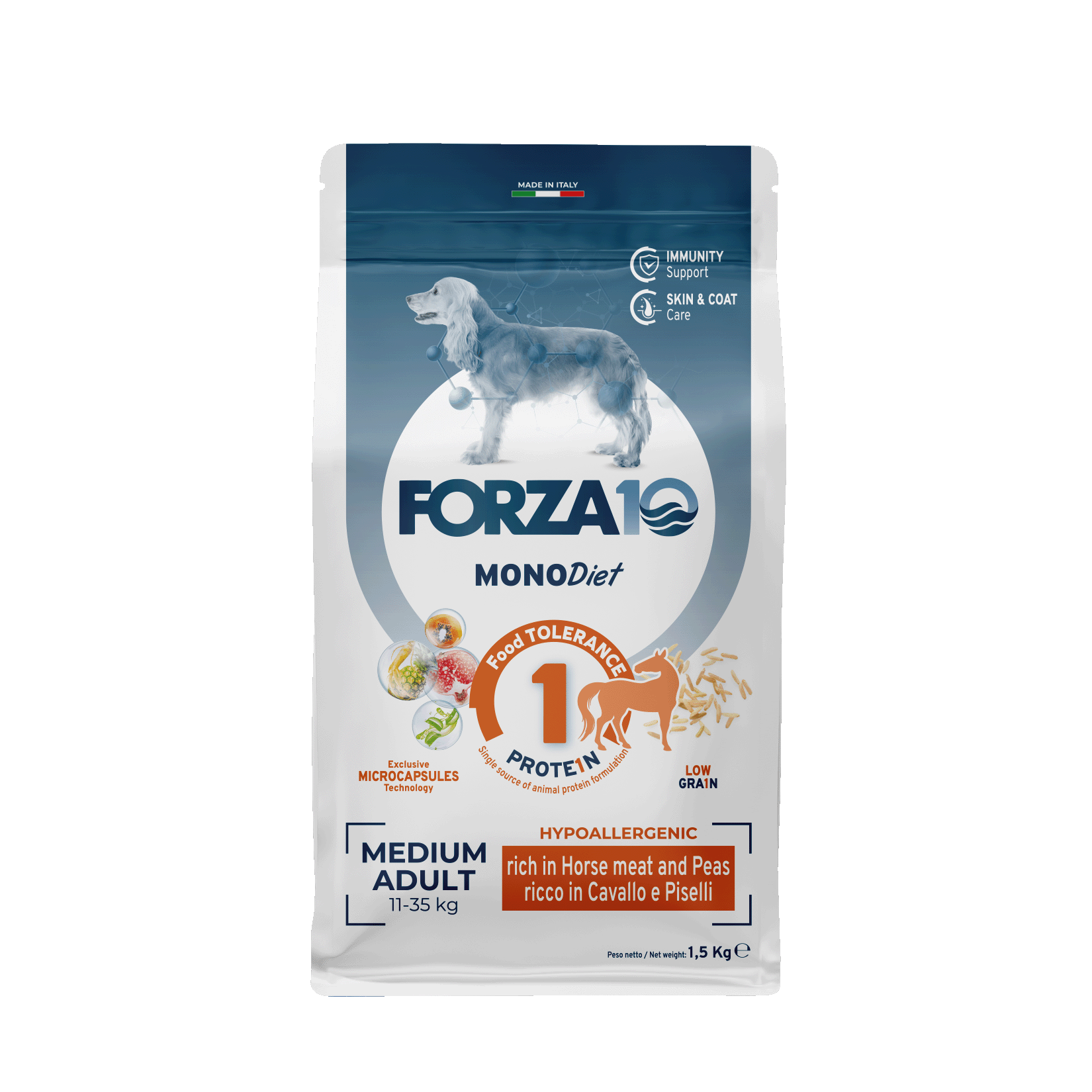 Сухой корм для собак Forza10 Diet Medium, конина, рис, 1,5кг