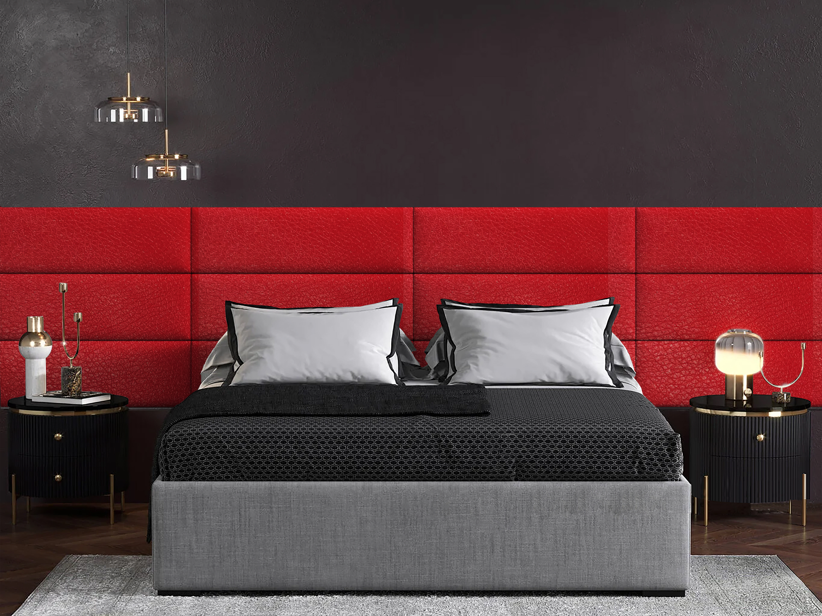 фото Панель кровати eco leather red 30х100 см 4 шт. tartilla