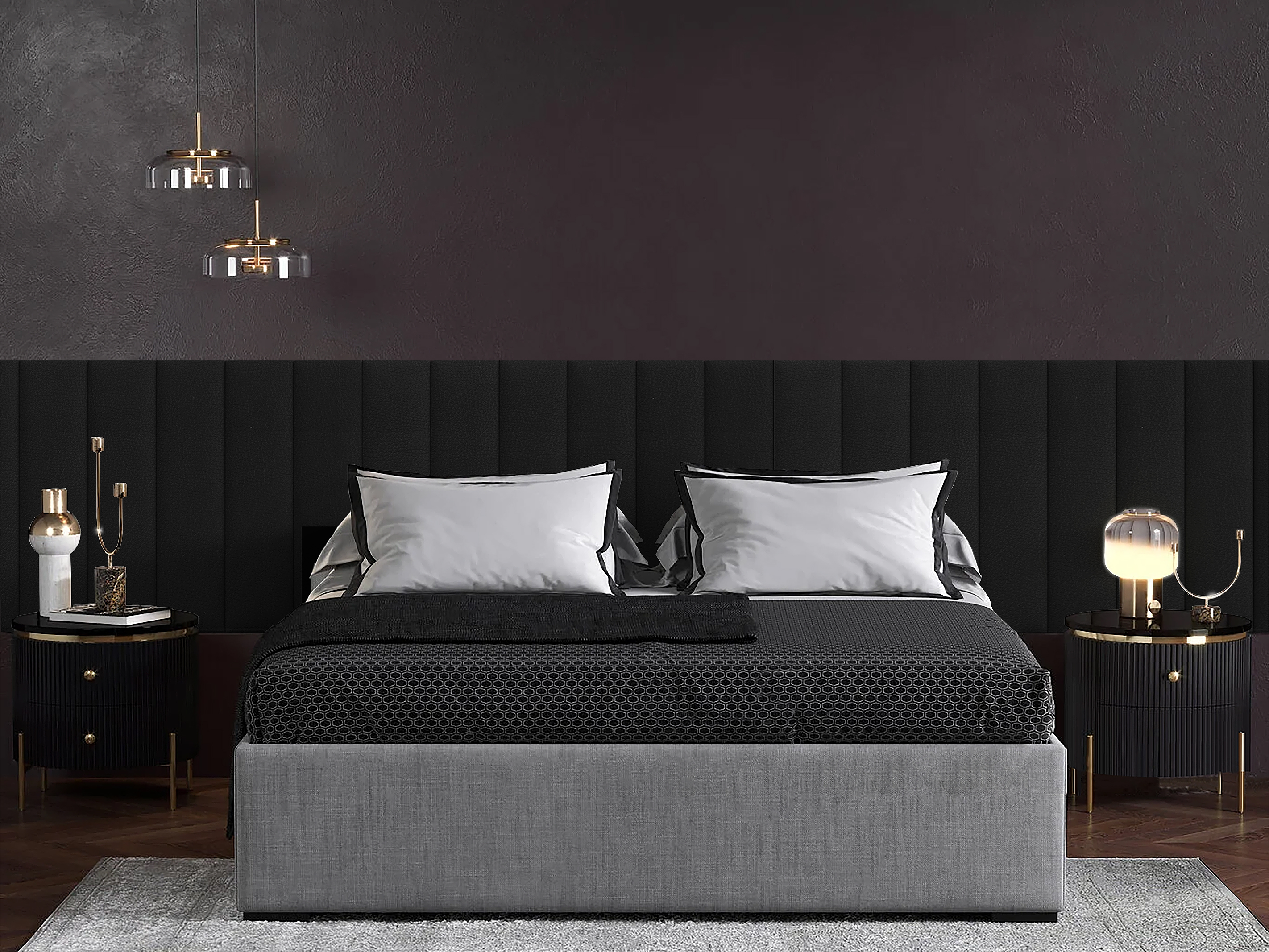 фото Панель кровати eco leather black 20х80 см 4 шт. tartilla