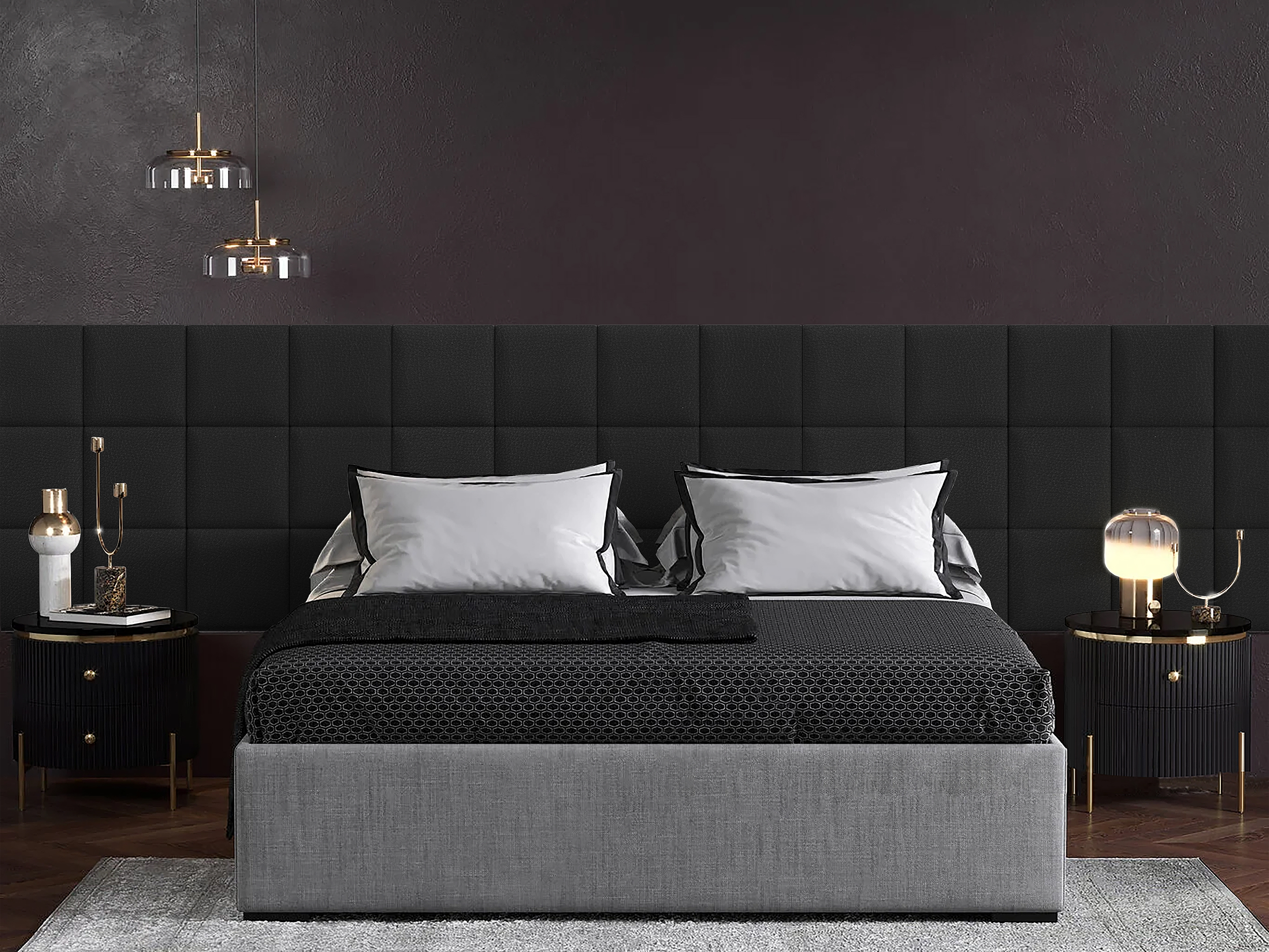 

Панель кровати Eco Leather Black 30х30 см 4 шт., Черный