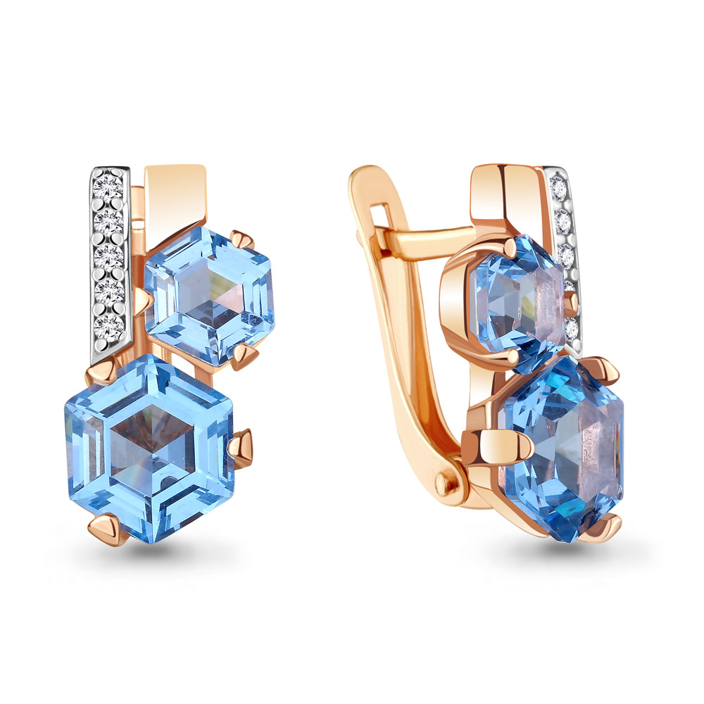 

Серьги из серебра с топазом искусственным/фианитом Aquamarine 4740092А_925_з, 4740092А_925_з