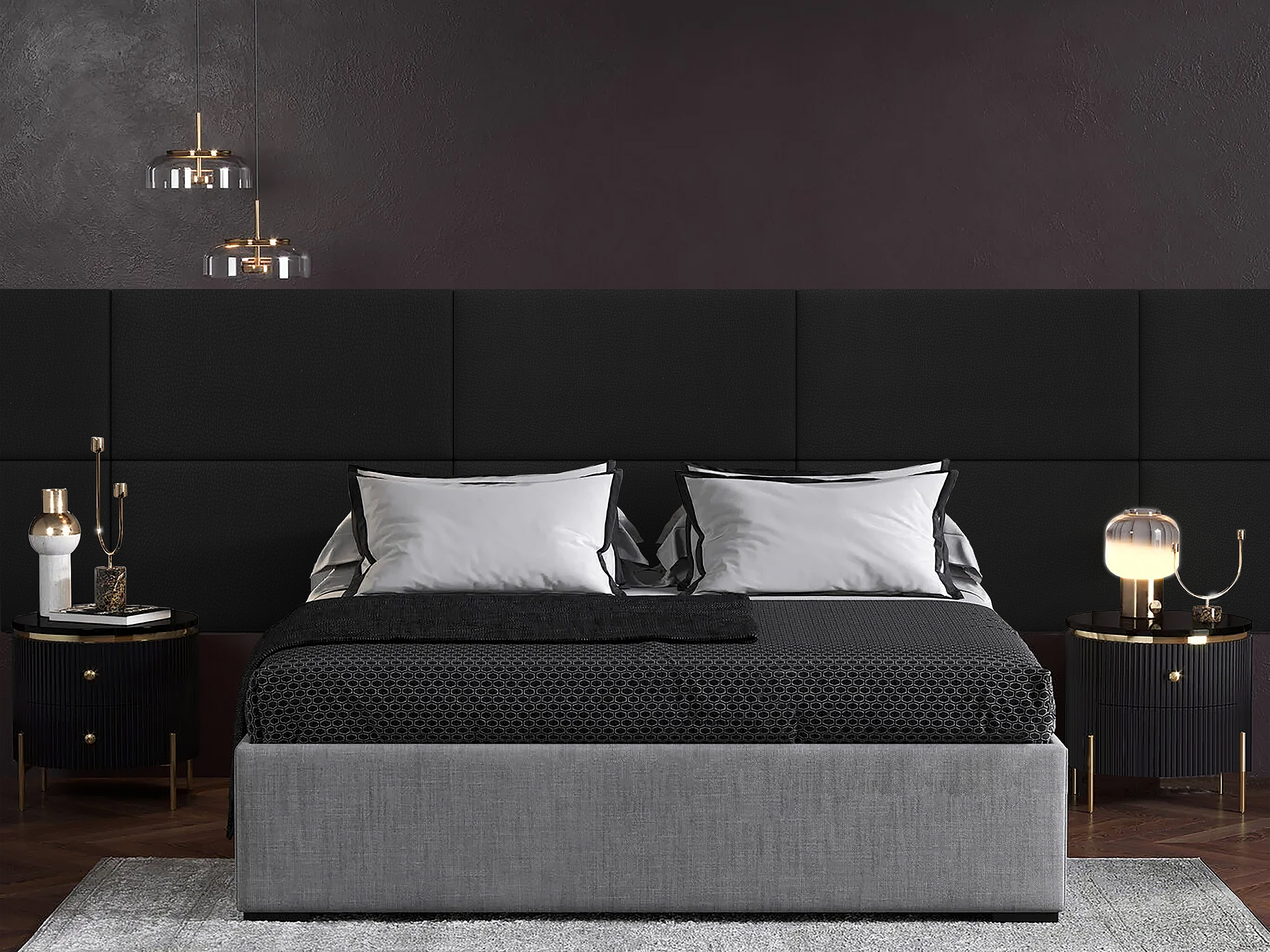 фото Панель кровати eco leather black 50х100 см 1 шт. tartilla