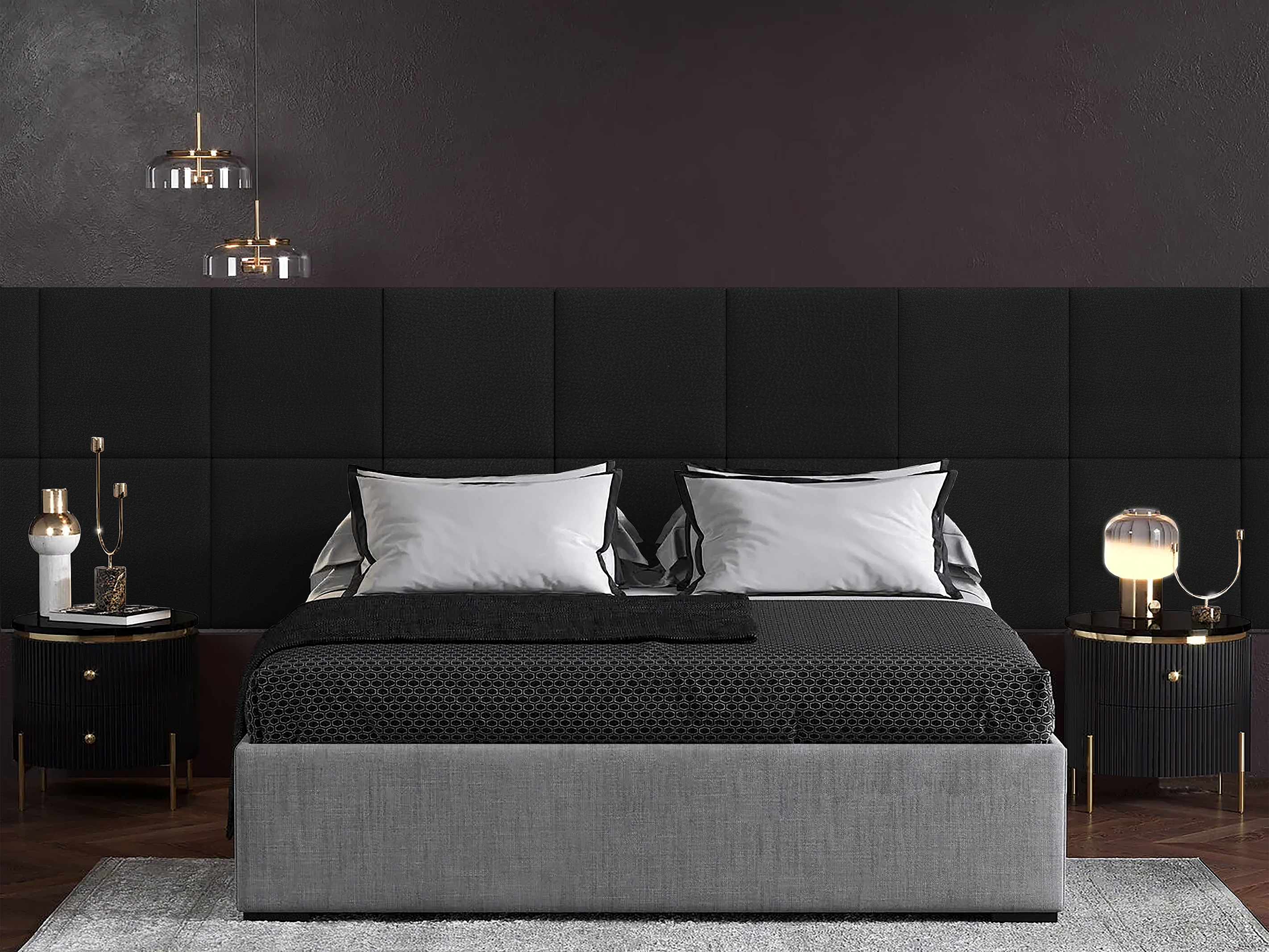 

Панель кровати Eco Leather Black 50х50 см 1 шт., Черный