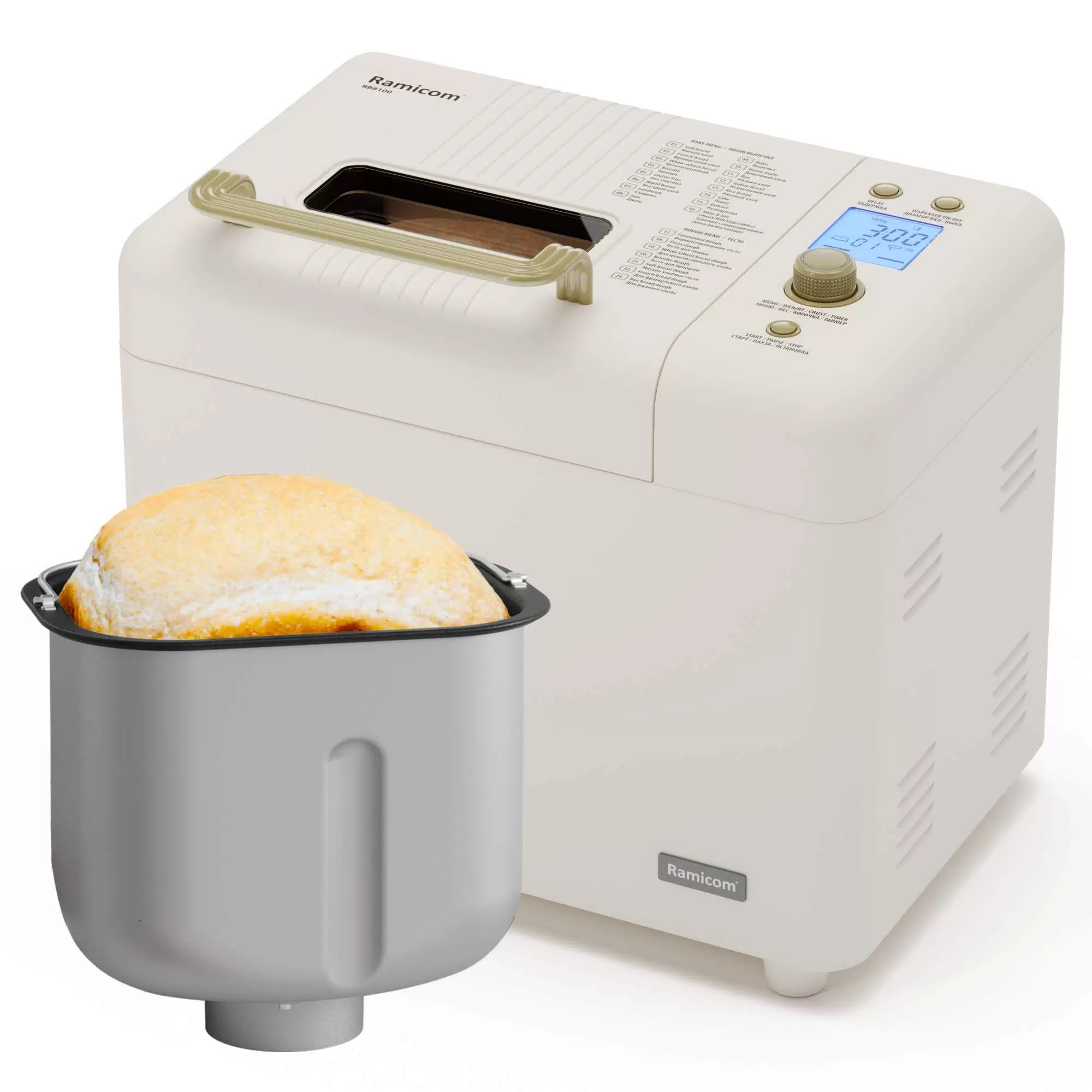 Хлебопечка Ramili RB8100 + форма для выпечки RA9100 бежевый