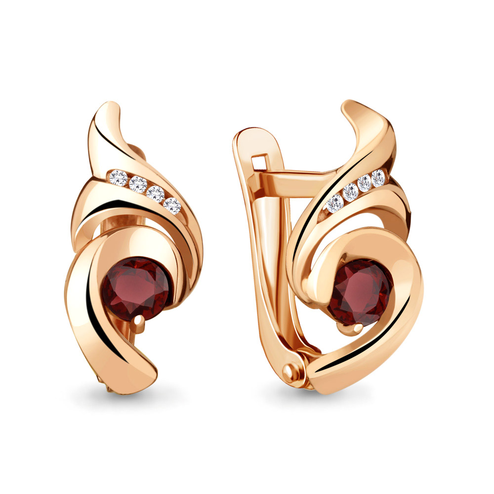 

Серьги из серебра с гранатом/фианитом Aquamarine 4740203А_925_з, 4740203А_925_з