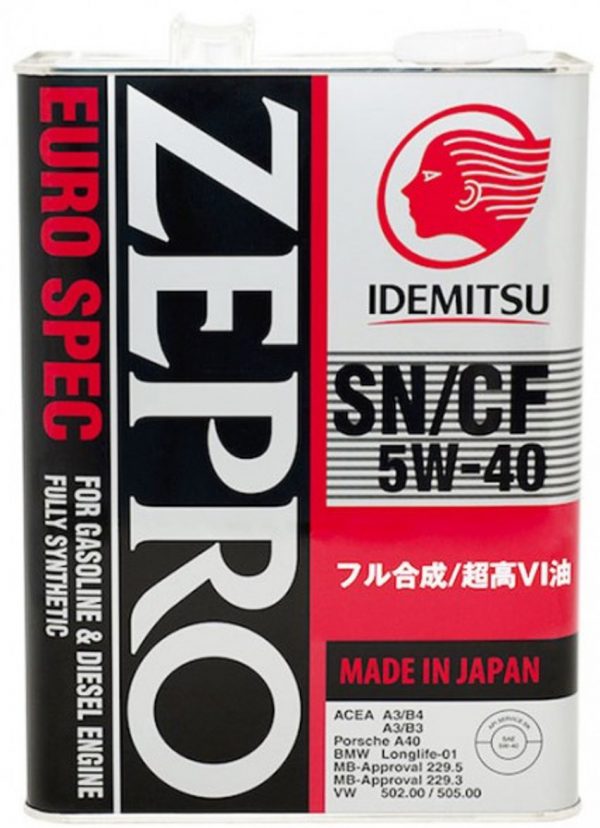 фото Масло моторное синтетическое 4л - zepro euro spec 5w40 sn/cf, a3/b4, 229.5, 502.00/505.00 idemitsu