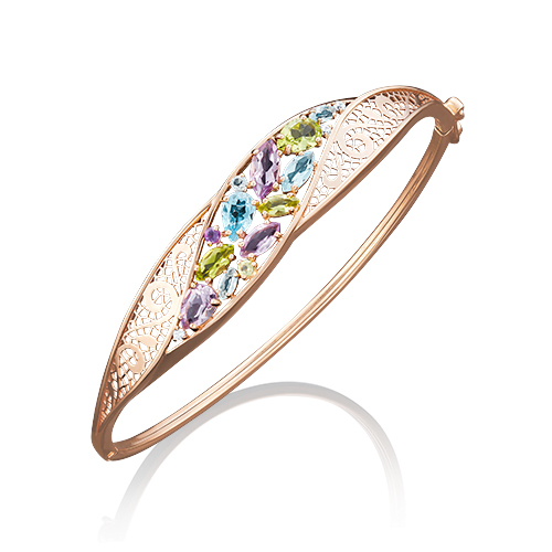 

Браслет из золота с аметистом/топазом р.  PLATINA jewelry 05-0534-00-248-1110-46, 05-0534-00-248-1110-46
