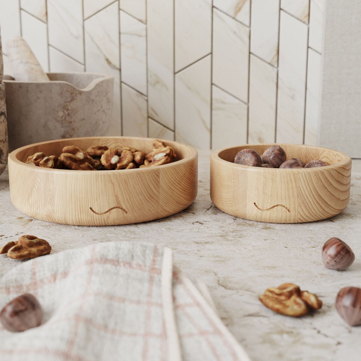 

Набор для кухни из дерева миска и сервировочная тарелка, натуральный бук
