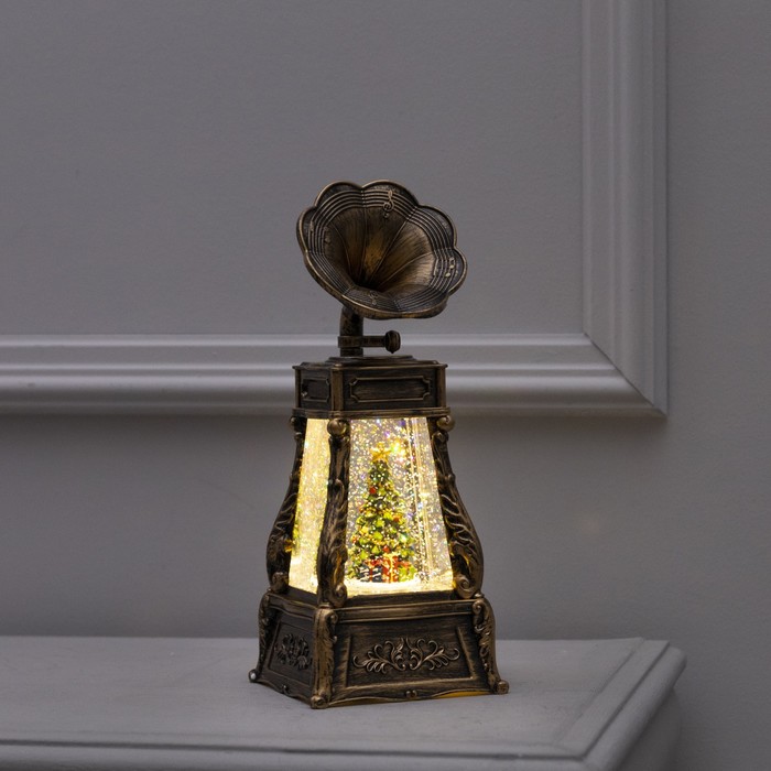 Светодиодная фигура «Граммофон с ёлкой» 11x28x11 см, USB, свечение тёплое белое