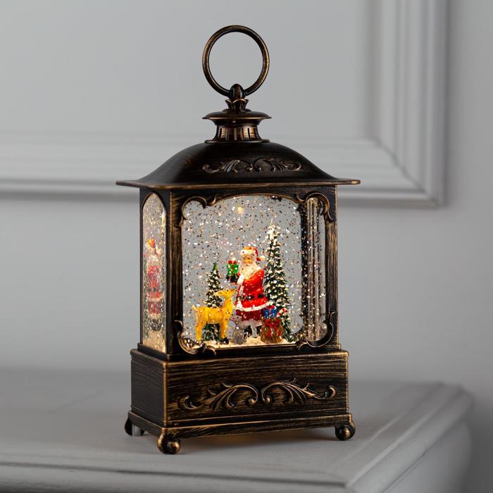 Светодиодная фигура «Дед Мороз и оленёнок» 14.5x22x8 см, USB, свечение тёплое белое