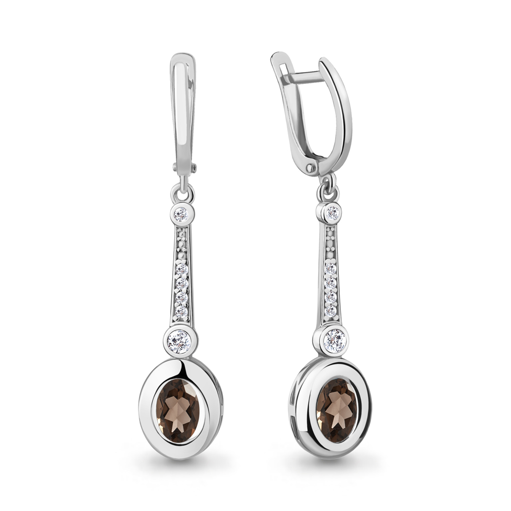 

Серьги подвески из серебра с кварцем/фианитом Aquamarine 4741001А_925_р, 4741001А_925_р
