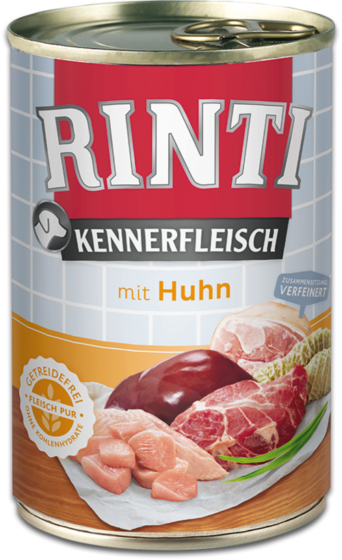 фото Консервы для собак rinti kannerfleisch junior, с курицей, 12шт по 400г