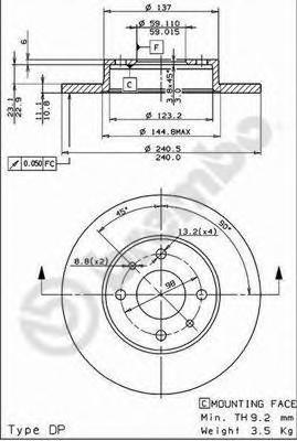 

Диск тормозной передний/задний 240mm