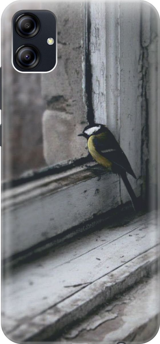 

Силиконовый чехол на Samsung Galaxy A04e "Птичка на окне", Белый;серый, 158463