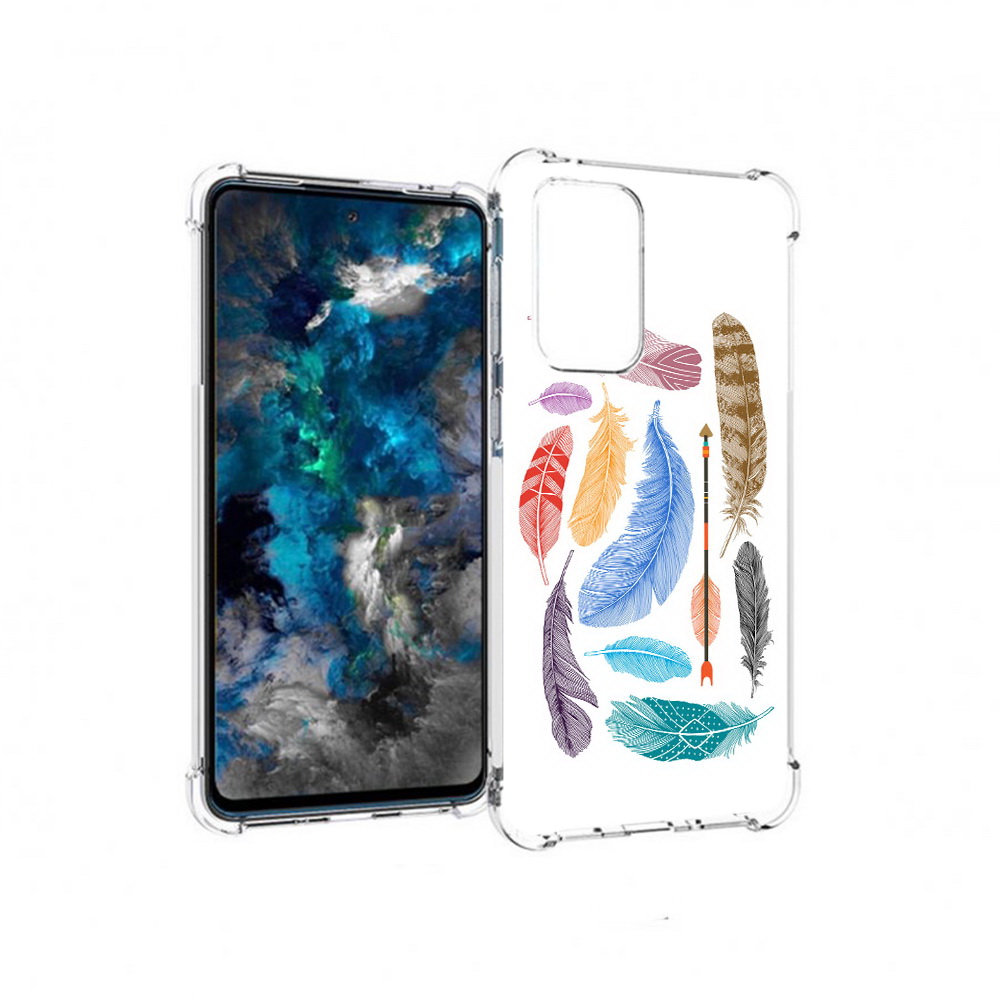 

Чехол MyPads Tocco для Samsung Galaxy A33 5G разноцветные перья, Прозрачный, Tocco